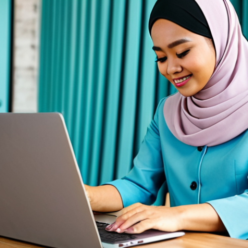 Home 17 **
A professional Malaysian woman in a modest baju kurung, working on a laptop at a bright, modern co-working space in Kuala Lumpur. Fully clothed, appropriate attire, safe for work. Perfect anatomy, natural proportions, professional photography, high quality, family-friendly.
**
