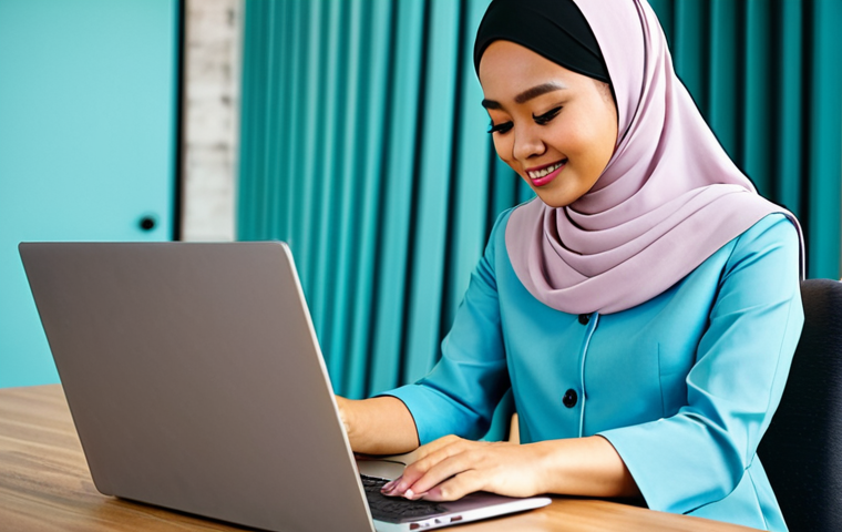 **

A professional Malaysian woman in a modest baju kurung, working on a laptop at a bright, modern co-working space in Kuala Lumpur. Fully clothed, appropriate attire, safe for work. Perfect anatomy, natural proportions, professional photography, high quality, family-friendly.

**